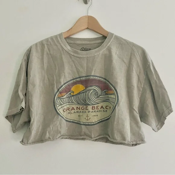 Blue 84 Super Cropped Orange Beach Alabama Paradise Vintage Style T Shirt Tee L - Picture 1 of 5